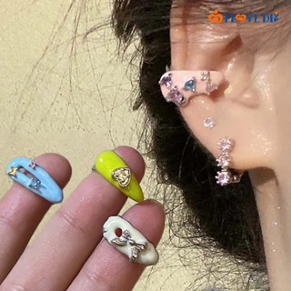 เครื่องประดับ ต่างหูสตั๊ด ประดับเพทาย หลากสี สไตล์เกาหลี สําหรับผู้หญิง Y2K