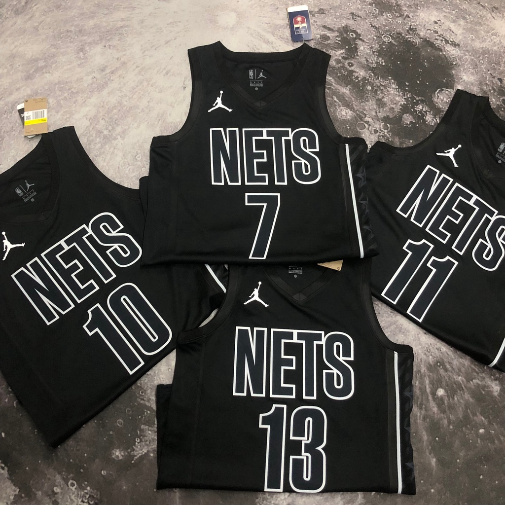 เสื้อกีฬาบาสเก็ตบอล-ลายทีม-brooklyn-nets-no-1-season-23-สีดํา-7-เสื้อยืดบาสเก็ตบอล-au-version-hot-press