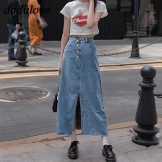 DaDulove💕 New American Ins High Street Retro Slit Denim Skirt Niche High Waist A- line Skirt Large Size Bag Hip Skirt