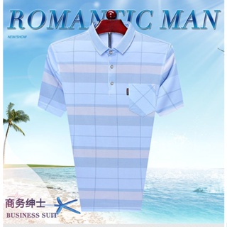 Spot ice silk POLO shirt men have pockets dad short-sleeved t-shirts middle-aged and old people ice Tee moisture absorption and perspiration grandpa clothes boys clothes