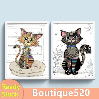 [boutique520.th] ชุดปักครอสสติตช์ ผ้าฝ้าย พิมพ์ลายการ์ตูนแมว 11CT เป็นมิตรกับสิ่งแวดล้อม