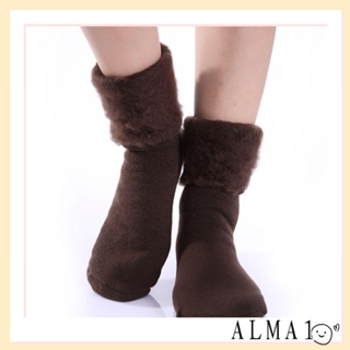 Alma ถุงเท้าอุ่น พื้นนุ่ม หนาพิเศษ สําหรับผู้ชาย ผู้หญิง