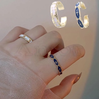 แหวนนิ้วมือ แบบบาง หรูหรา ปรับได้ สีฟ้า เครื่องประดับแฟชั่น สําหรับผู้ชาย และผู้หญิง