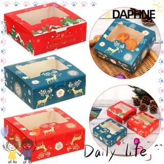 Daphne กล่องกระดาษแข็ง ลายคริสต์มาส สําหรับใส่ขนม บิสกิต คัพเค้ก 1/10 ชิ้น