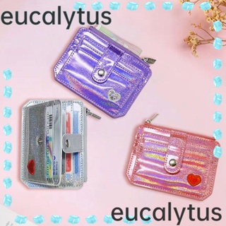 Eucalytus1 กระเป๋าสตางค์ บาง น่ารัก เลเซอร์ แวววาว หัวใจ เลื่อม เคสบัตรประจําตัวประชาชน