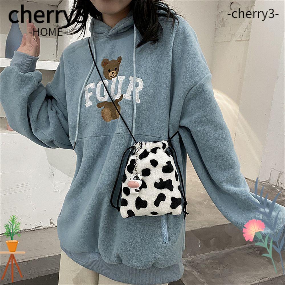 cherry3-กระเป๋าหูรูด-น่ารัก-ขนาดเล็ก-กระเป๋าถือ-ตุ๊กตา-ผ้ากํามะหยี่ขนนิ่ม