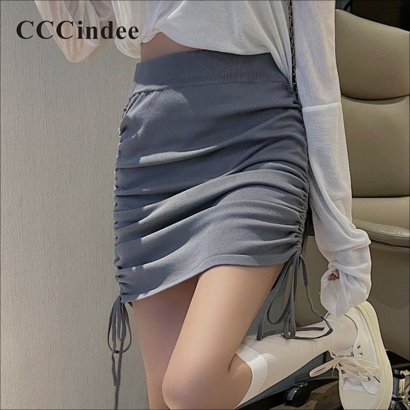 cccindee-ใหม่-กระโปรงสั้น-เอวสูง-ทรงสลิมฟิต-สีพื้น-แฟชั่นสําหรับสตรี-2023