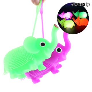 Ameesi ของเล่นบีบสกุชชี่ รูปช้าง มีไฟ LED เรืองแสง สําหรับเล่นคลายเครียด