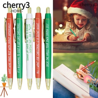 Cherry3 ชุดปากกาลูกลื่นหมึกเจล ลายคริสต์มาส สีดํา สําหรับสํานักงาน โรงเรียน 5 ชิ้น