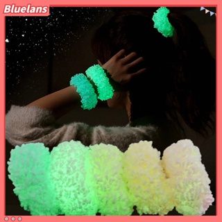 【 Bluelans 】ยางรัดผมหางม้า แบบหนา ยืดหยุ่นสูง นิ่ม สีพื้น เรืองแสง เครื่องประดับ สําหรับผู้หญิง