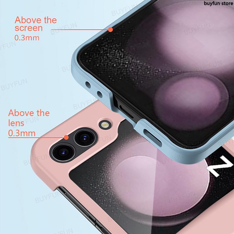 for-samsung-galaxy-z-flip5-zflip5-flip-5-5g-candy-colors-skin-feeling-hinge-case-with-glass-integrated-shell