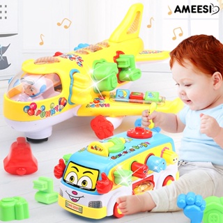 Ameesi เครื่องบินรถบัสไฟฟ้า พร้อมเสียงเพลง ของเล่นสําหรับแม่ และลูก