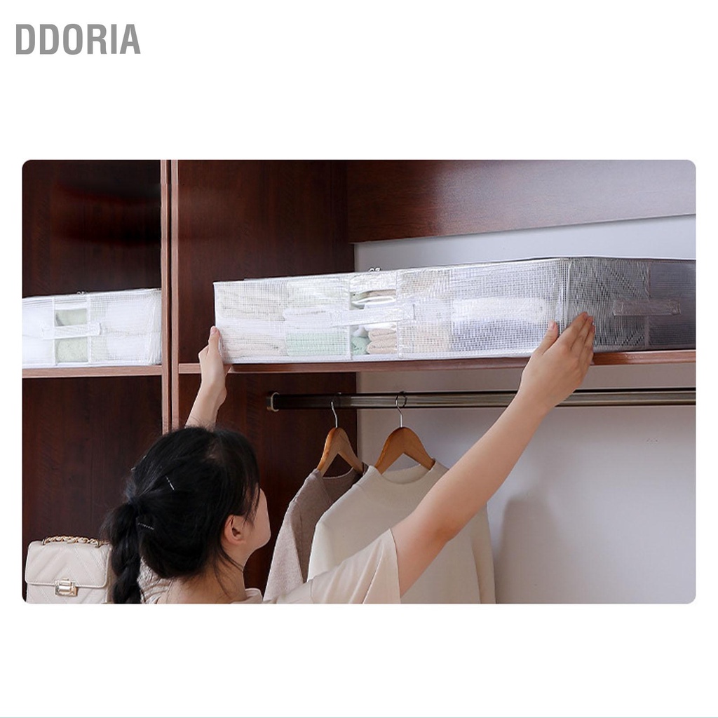 ddoria-ออแกไนเซอร์ผ้าตาข่ายใสพร้อมฝาปิดกล่องเก็บเสื้อผ้ากันความชื้นความจุขนาดใหญ่สำหรับห้องนอน