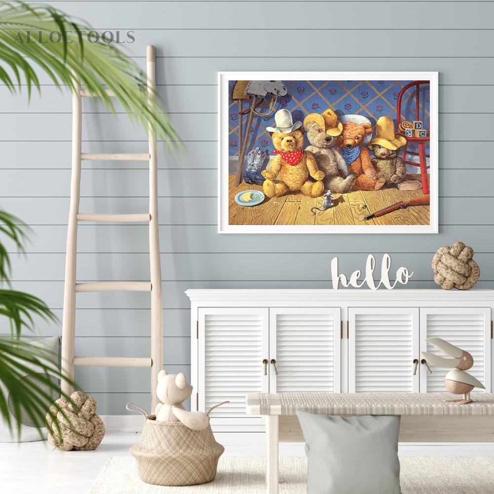 ภาพปักครอสสติตช์คริสตัล-เพชรเทียม-รูปการ์ตูนหมี-5d-สําหรับตกแต่งผนังบ้าน-diy-alloetools-th