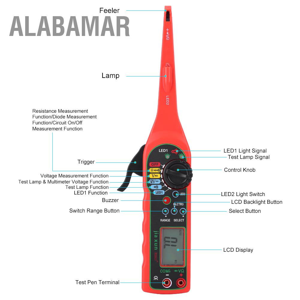 alabamar-เครื่องทดสอบวงจรรถยนต์มัลติมิเตอร์ซ่อมรถยนต์เครื่องมือวิเคราะห์ไฟฟ้ารถยนต์