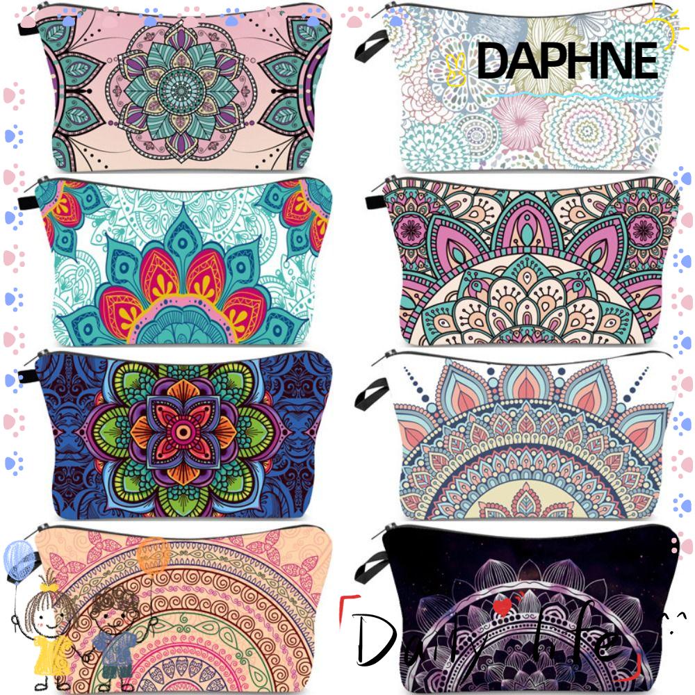 daphne-กระเป๋าเครื่องสําอาง-แต่งซิป-ขนาดใหญ่-จุของได้เยอะ-ลายดอกไม้แมนดาลา-สําหรับผู้หญิง