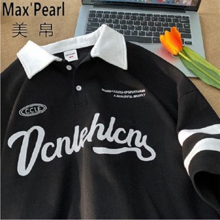 เสื้อโปโลแขนสั้น ผ้าฝ้ายแท้ ทรงหลวม สวยงาม แฟชั่นฤดูร้อน สําหรับผู้ชาย และผู้หญิง