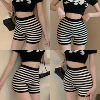 STYLE 98130&amp; กางเกงไหมพรม เอวยืดรัดตัว ดีเทลลายทางคิ้วสุดๆ