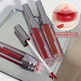 Maffick การพิมพ์สี Water Light Mirror Lip Glaze สี Doodle Lip ลิปสติก Water Moistening Glass Lip 【Blue】