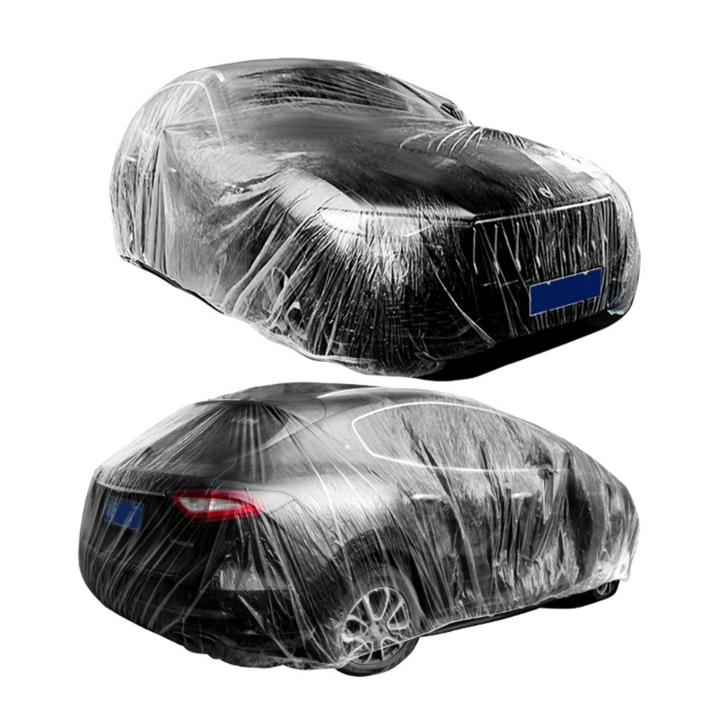 edb-ผ้าคลุมรถยนต์-พลาสติกใส-กันน้ํา-กันฝุ่น-พร้อมแถบยางยืด-ใช้แล้วทิ้ง