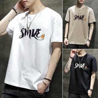 เสื้อยืดแขนสั้นลําลอง เข้ารูป พิมพ์ลาย สไตล์เกาหลี แฟชั่นฤดูร้อน สําหรับผู้ชาย