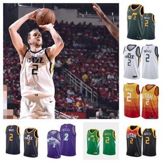 Utah Jazz #2 Joe Ingles เสื้อบาสเก็ตบอลสีดำของผู้ชายสั้น -เสื้อยืดกีฬา