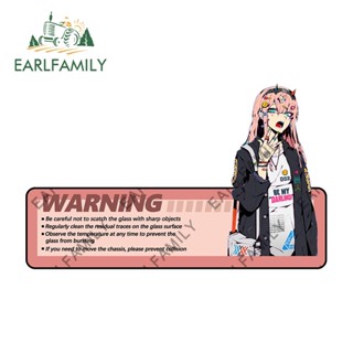 Earlfamily สติกเกอร์คําเตือน Zero two ป้องกันรอยขีดข่วน สําหรับติดตกแต่งประตูรถยนต์ 13 ซม. x 8.0 ซม.