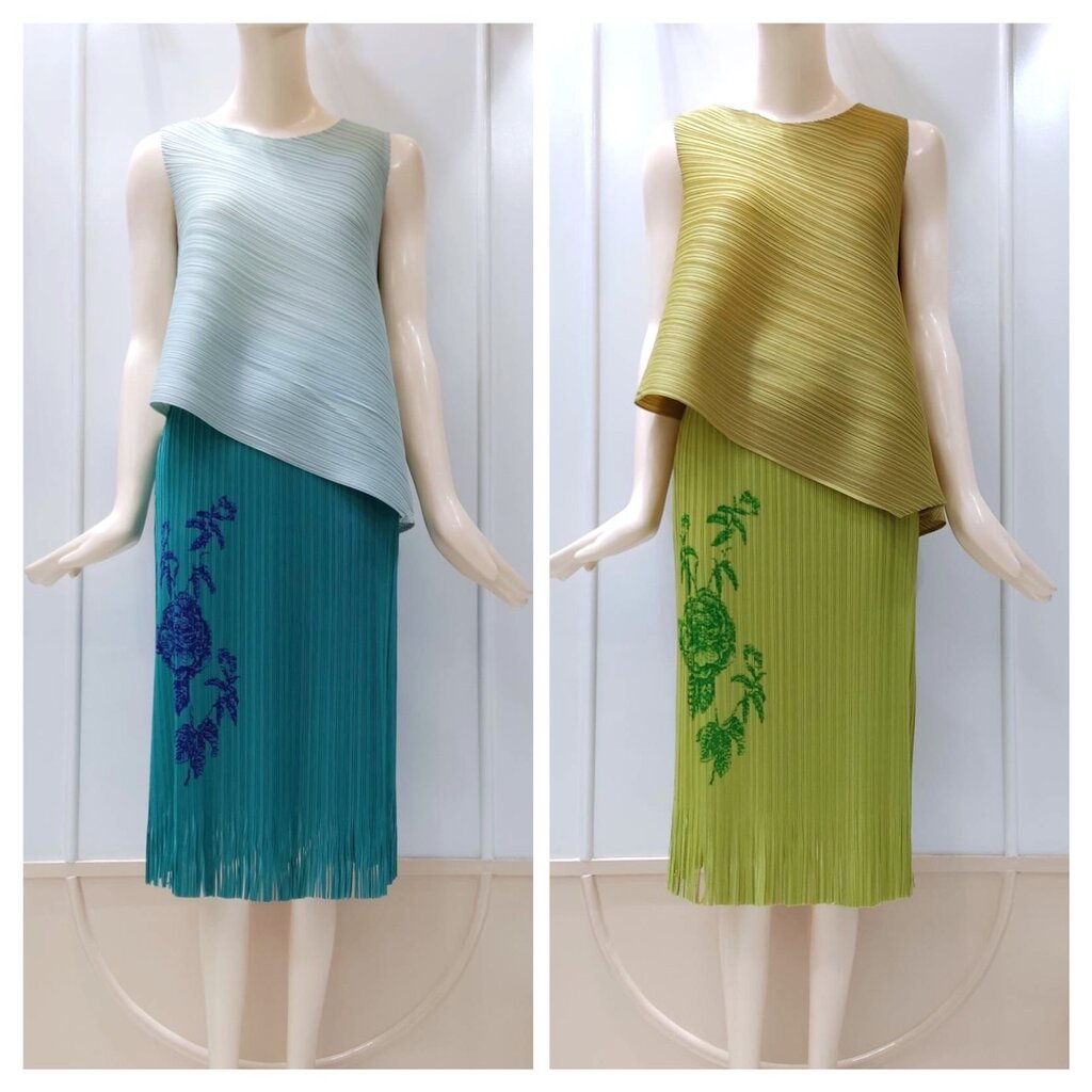 2muay-pleat-เซ็ตพลีทคุณภาพ-sleeveless-asymmetric-with-fringe-skirt-pleat-set-6-สี-รุ่น-gjo6970-cx232s-free-size