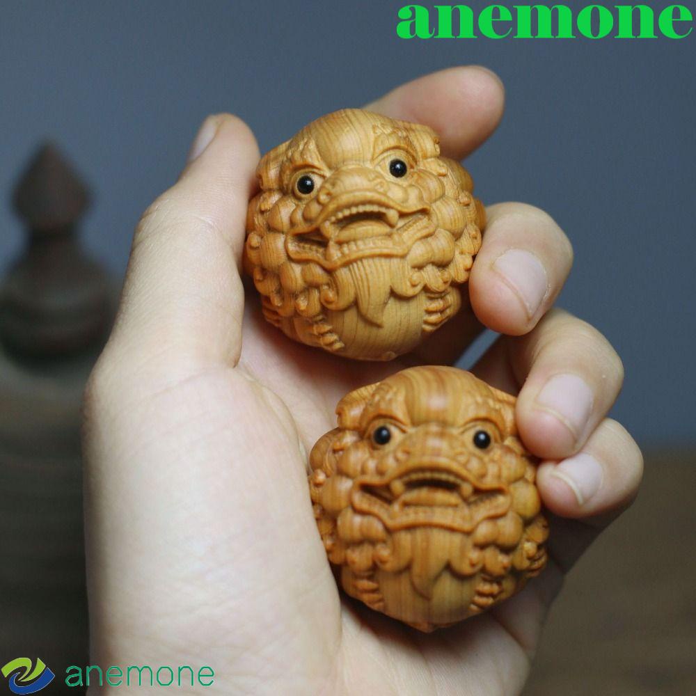 anemone-ลูกบอลไม้แกะสลัก-รูปหัวสิงโต-สําหรับนวดมือ-ฟิตเนส