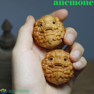 Anemone ลูกบอลไม้แกะสลัก รูปหัวสิงโต สําหรับนวดมือ ฟิตเนส