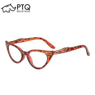 แว่นตาอ่านหนังสือ กรอบตาแมว ประดับพลอยเทียม สไตล์ยุโรป และอเมริกา แฟชั่นยอดนิยม PTQ