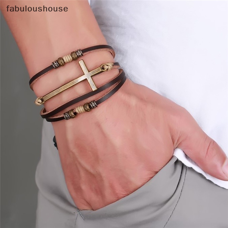 fabuloushouse-สร้อยข้อมือหนัง-กําไลข้อมือ-ปรับได้-โบฮีเมียน-โซ่-สร้อยข้อมือ-ผู้ชาย-เครื่องประดับใหม่-พร้อมส่ง