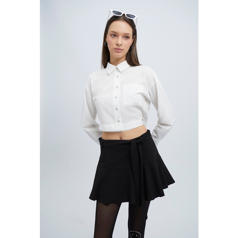 esp-เสื้อเชิ้ตแต่งเชือกผูกโบว์-ผู้หญิง-สีขาว-shirt-with-bow-detail-5852