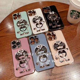 เคสโทรศัพท์มือถือ แบบนิ่ม ลายการ์ตูนโดราเอมอน มันวาว มีขาตั้ง สําหรับ OPPO A53 A33 A52 A92 A91 A31 A9 A5 2020 A7 A5s A12 A11k A1k A3s A37 A37f