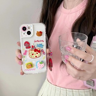 เคสโทรศัพท์มือถือ tpu แบบนิ่ม ลายแมวสตรอเบอร์รี่ สําหรับ iPhone 13promax 14promax 12promax 14 13pro 14pro