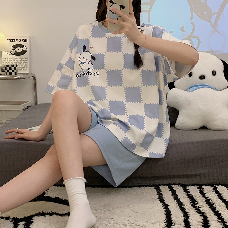 summer-new-pochacco-pajamas-womens-short-sleeved-shorts-sweet-and-comfortable-soft-home-service-suit