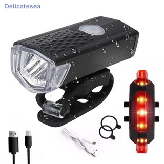 [Delicatesea] ชุดไฟฉาย LED ชาร์จ USB อุปกรณ์เสริม สําหรับรถจักรยาน MTB