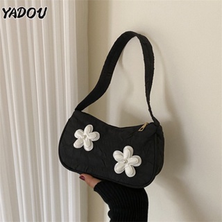 YADOU กระเป๋าผู้หญิง อินเทรนด์ กระเป๋าแฟชั่นสตรี สไตล์เกาหลี ดอกไม้เรียบง่าย กระเป๋าสี่เหลี่ยมใบเล็ก กระเป๋าสะพายข้างเดียว