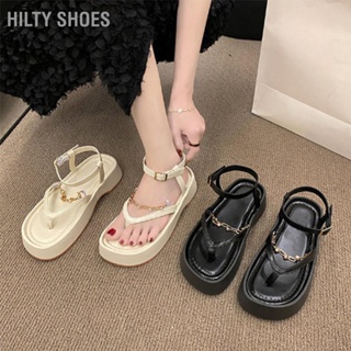  HILTY SHOES รองเท้าแตะด้านล่างหนาซับนุ่มลื่นไถลทนสไตล์ผู้หญิง Flip Flops รองเท้าแตะสำหรับฤดูร้อนออกเดทชายหาด