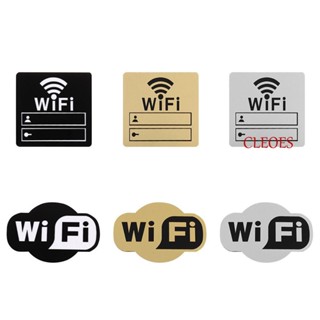 Cleoes สติกเกอร์กระจกอะคริลิค WIFI แบบใส่รหัสผ่าน สําหรับติดตกแต่งผนังบ้าน ร้านอาหาร ร้านค้าสาธารณะ