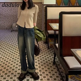 DaDulove💕 New Korean Version of INS Retro Washed Jeans Niche High Waist Loose Wide Leg Pants Large Size Trousers