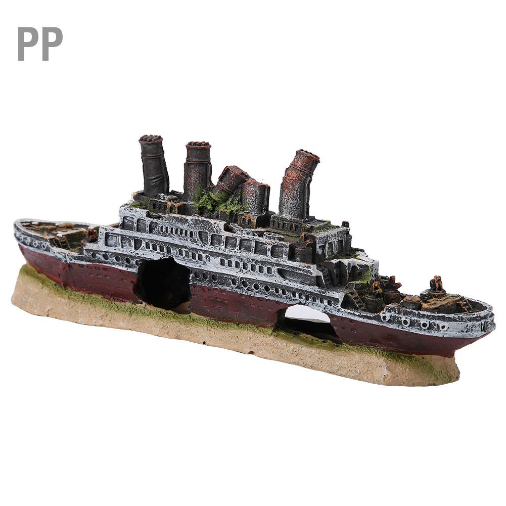 pp-titanic-lost-wrecked-boat-ship-การตกแต่งตู้ปลา-เครื่องประดับ-เครื่องประดับซากเรือ