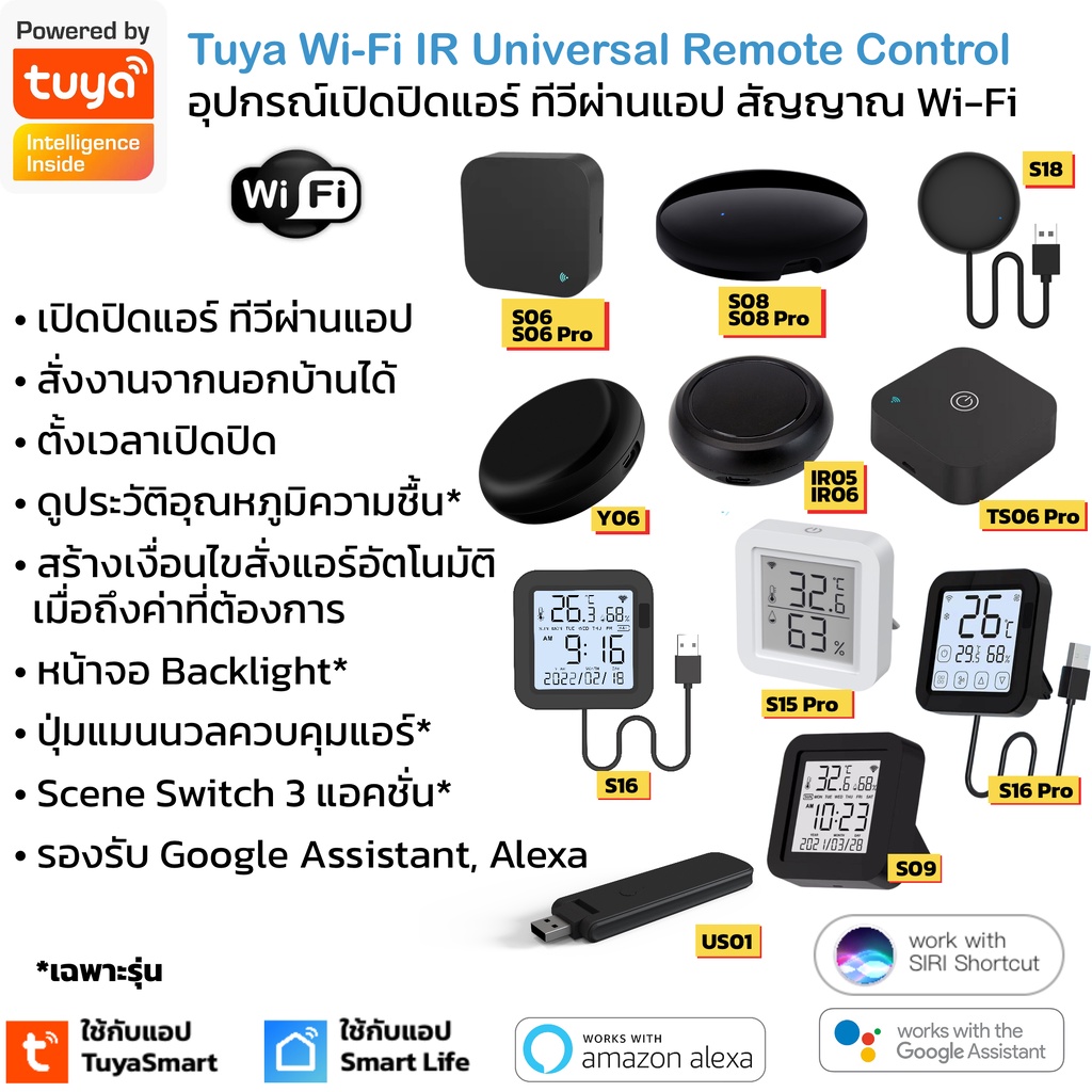 ราคาและรีวิวTuya อุปกรณ์เปิดปิดแอร์ ทีวีนอกบ้านผ่านแอป สั่งด้วยเสียง IR remote control Y06 S18 S06 S08 Pro S09 S16 P...