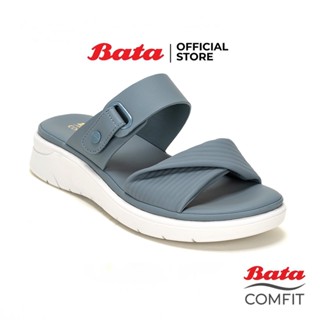 Bata บาจา Comfit รองเท้แตะแบบสวมเพื่อสุขภาพ พร้อมเทคโนโลยีคุชชั่น รับน้ำหนักเท้าได้ดี สูง 1 นิ้ว สำหรับผู้หญิง รุ่น REBOOST สีน้ำเงิน 6019010