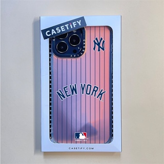 Casetify X NEW YORK YANKEES Jersey Laser Case เคสโทรศัพท์มือถือ PC แข็ง ขอบ TPU ลาย Desig สําหรับ IPhone 14 Pro MAX 14 Plus 13 Pro MAX 12 Pro MAX 11 Pro MAX XS MAX XR X