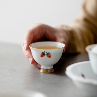[A047] ชุดถ้วยชาเซรามิค ลายสตรอเบอร์รี่ แบบเรียบง่าย สําหรับผู้หญิง