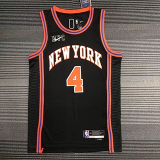 เสื้อกีฬาบาสเก็ตบอล NBA York Knicks อเนกประสงค์ สําหรับผู้ชาย #4 เสื้อกีฬาแขนสั้น ลาย Derrick Rose Retro City Edition Swingman สีดํา ครบรอบ 75 ปี 354774