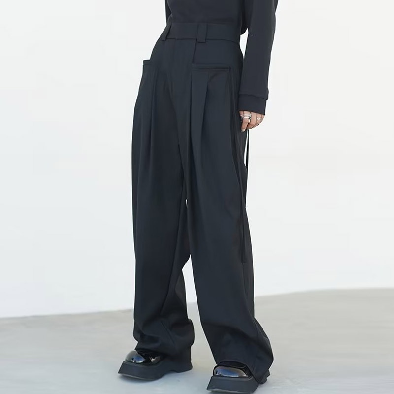 yipinyouyou-กางเกงผู้ชายแฟชั่นเรียบง่ายสไตล์ยุโรปและอเมริกาลำลองเอวสูงกางเกงสีทึบทั้งชายและหญิงสามารถสวมใส่ได้