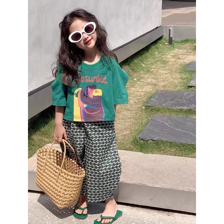 พร้อมส่ง-ใหม่-ชุดเสื้อยืดแขนสั้น-กางเกงขาสั้น-ลายการ์ตูน-สไตล์เกาหลี-ญี่ปุ่น-ฤดูร้อน-สําหรับเด็กผู้หญิง-2023