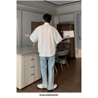 เสื้อเชิ้ตแขนสั้น ผ้าเดรป แบบบาง ทรงหลวม เข้ากับทุกการแต่งกาย แฟชั่นฤดูร้อน สําหรับผู้ชาย และนักเรียน